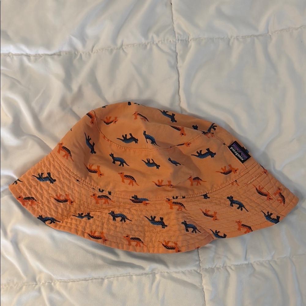 Patagonia Orange Dinosaur Print Kids Bucket Hat